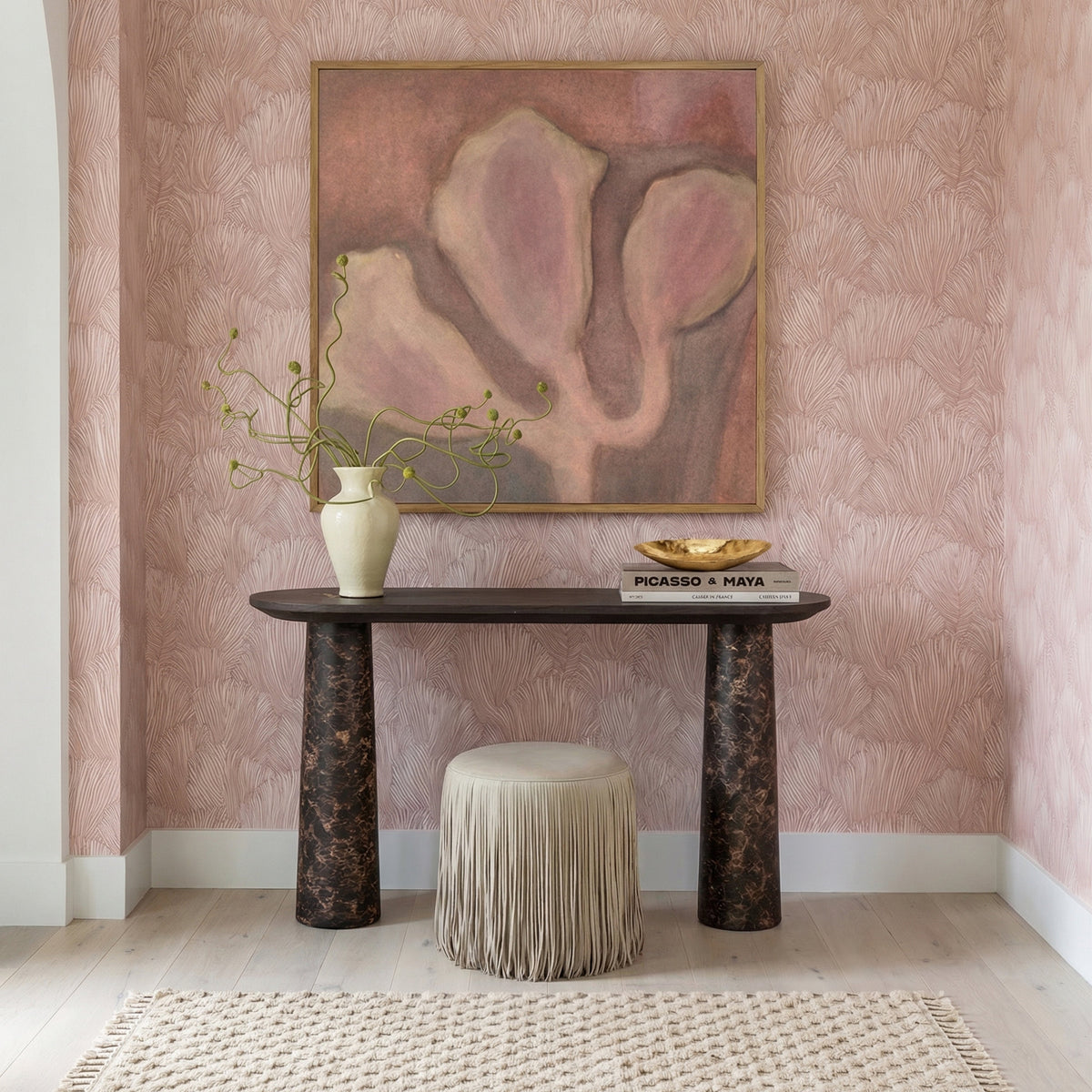 Braya 50" Faux Emperador Marble Console Table - View 2