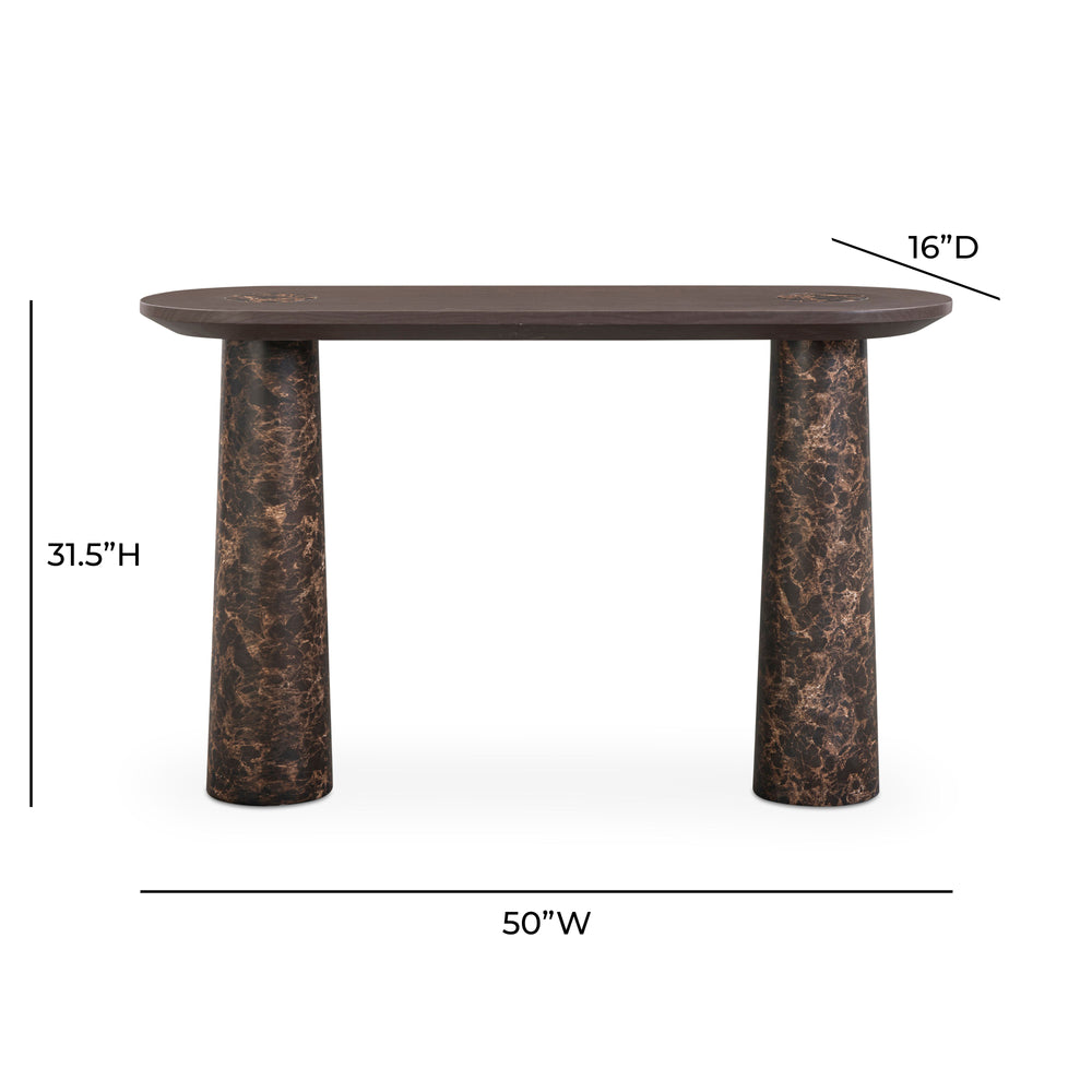 Braya 50" Faux Emperador Marble Console Table dimensions
