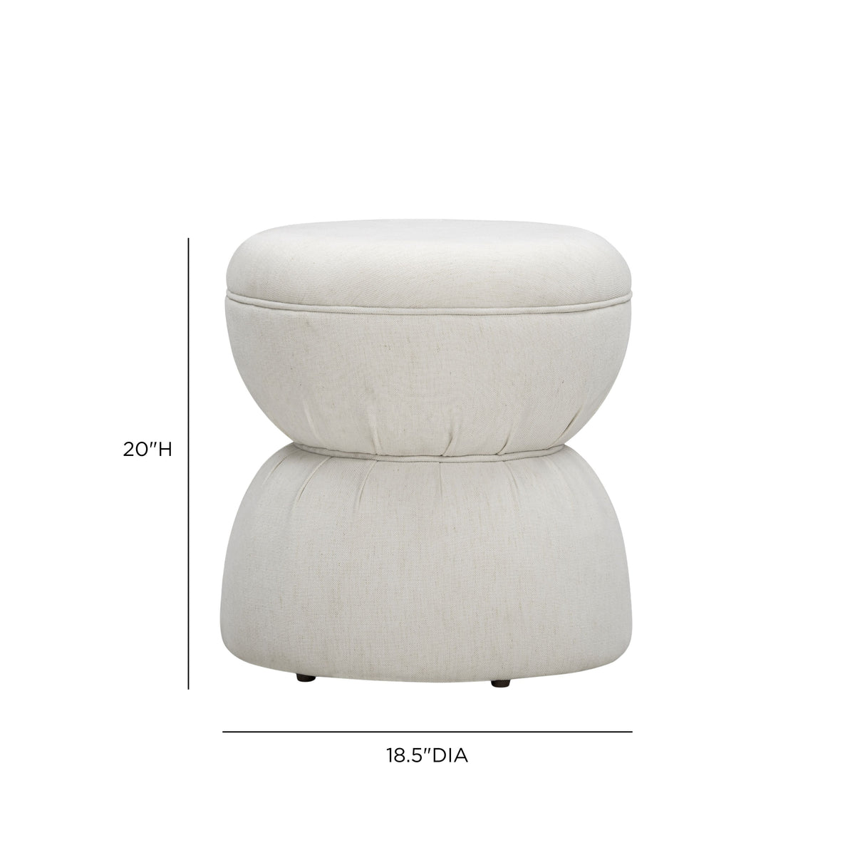 Tomlin Ruched Performance Fabric Game Ottoman in Cream compact accent seating display