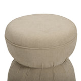 Tomlin Ruched Performance Fabric Game Ottoman in Tan ruched tailored upholstery close-up
