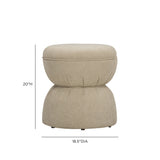 Tomlin Ruched Performance Fabric Game Ottoman in Tan warm neutral room setting