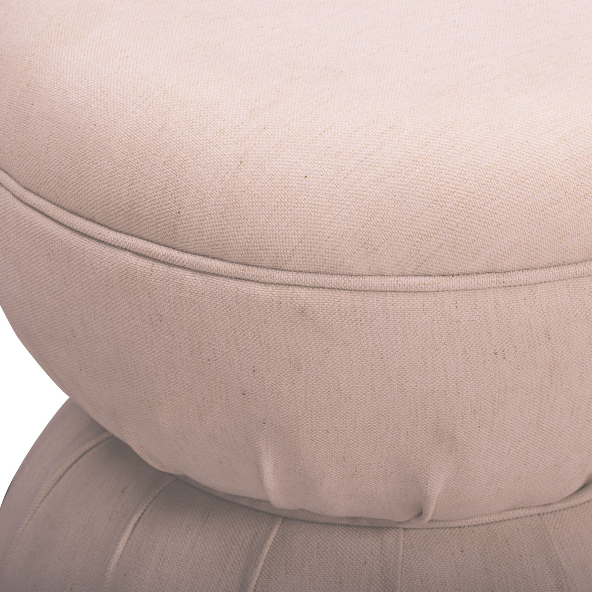 Tomlin Ruched Performance Fabric Game Ottoman in Light Pink chic bedroom vanity configuration