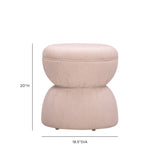 Tomlin Ruched Performance Fabric Game Ottoman in Light Pink soft glam accent styling