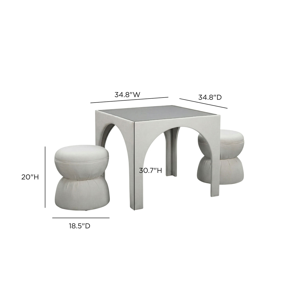 Tomlin Performance Chenille Game Table and Two Ottomans Set - View 22