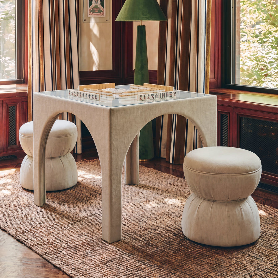 Tomlin Performance Chenille Game Table and Two Ottomans Set