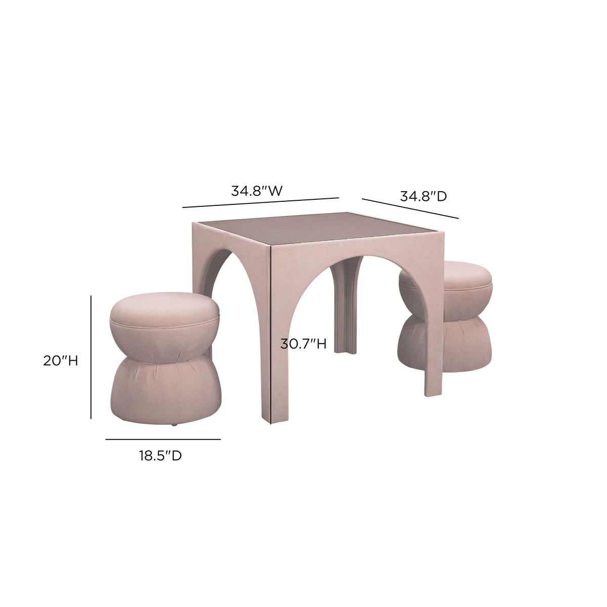 Tomlin Performance Chenille Game Table and Two Ottomans Set - View 43