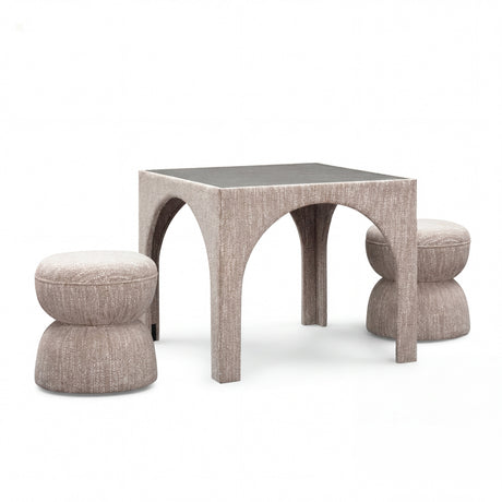 Tomlin Performance Chenille Game Table and Two Ottomans Set - View 44
