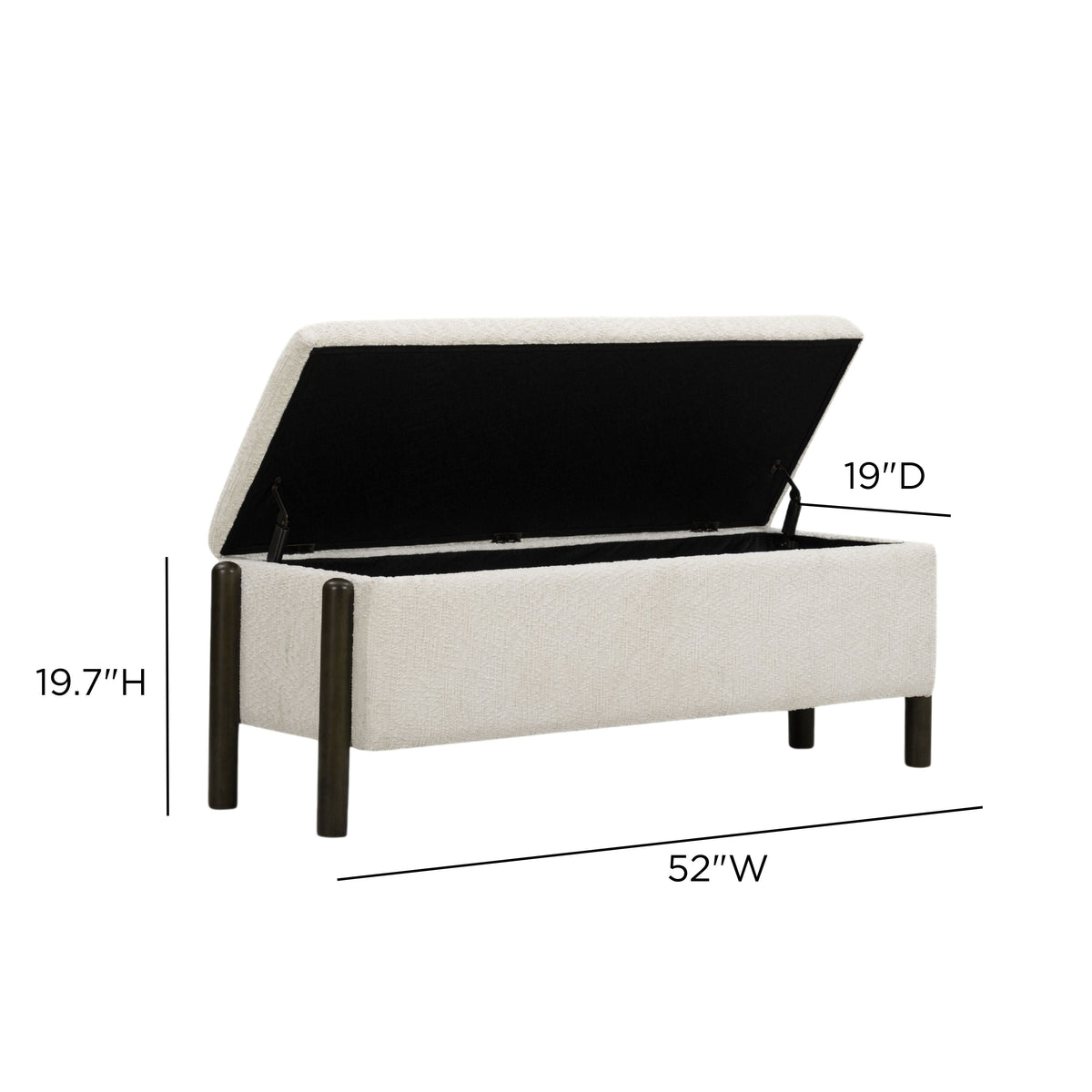 Abby 52" Nubby Fabric Storage Bench - View 8