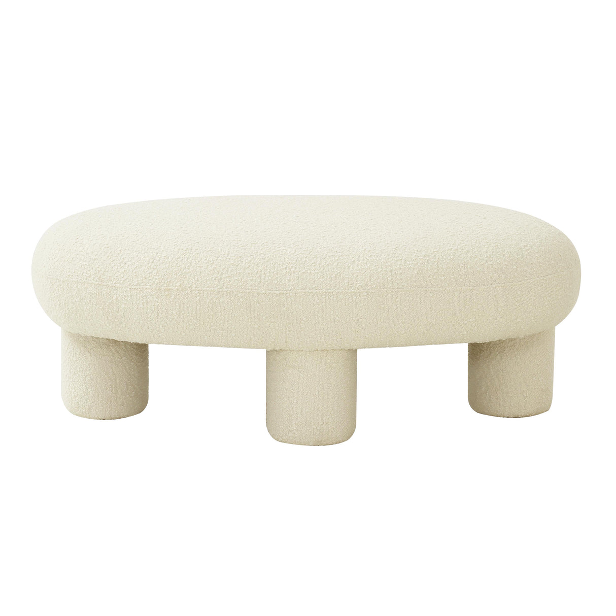 Discus 46" Cream Boucle Oval Ottoman