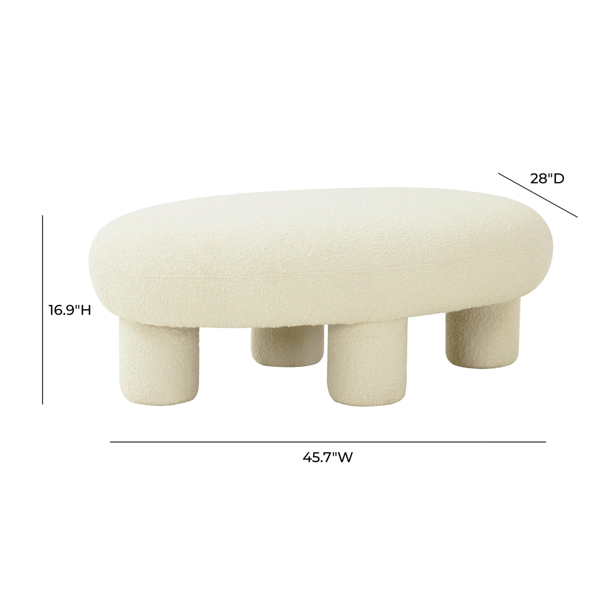 Discus 46" Cream Boucle Oval Ottoman