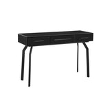 Santana 47" Black Glass 3-Drawer Desk Console Table