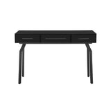 Santana 47" Black Glass 3-Drawer Desk Console Table