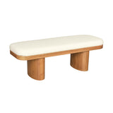 Ollie 48" White Performance Boucle Wooden Bench