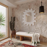 Ollie 48" White Performance Boucle Wooden Bench