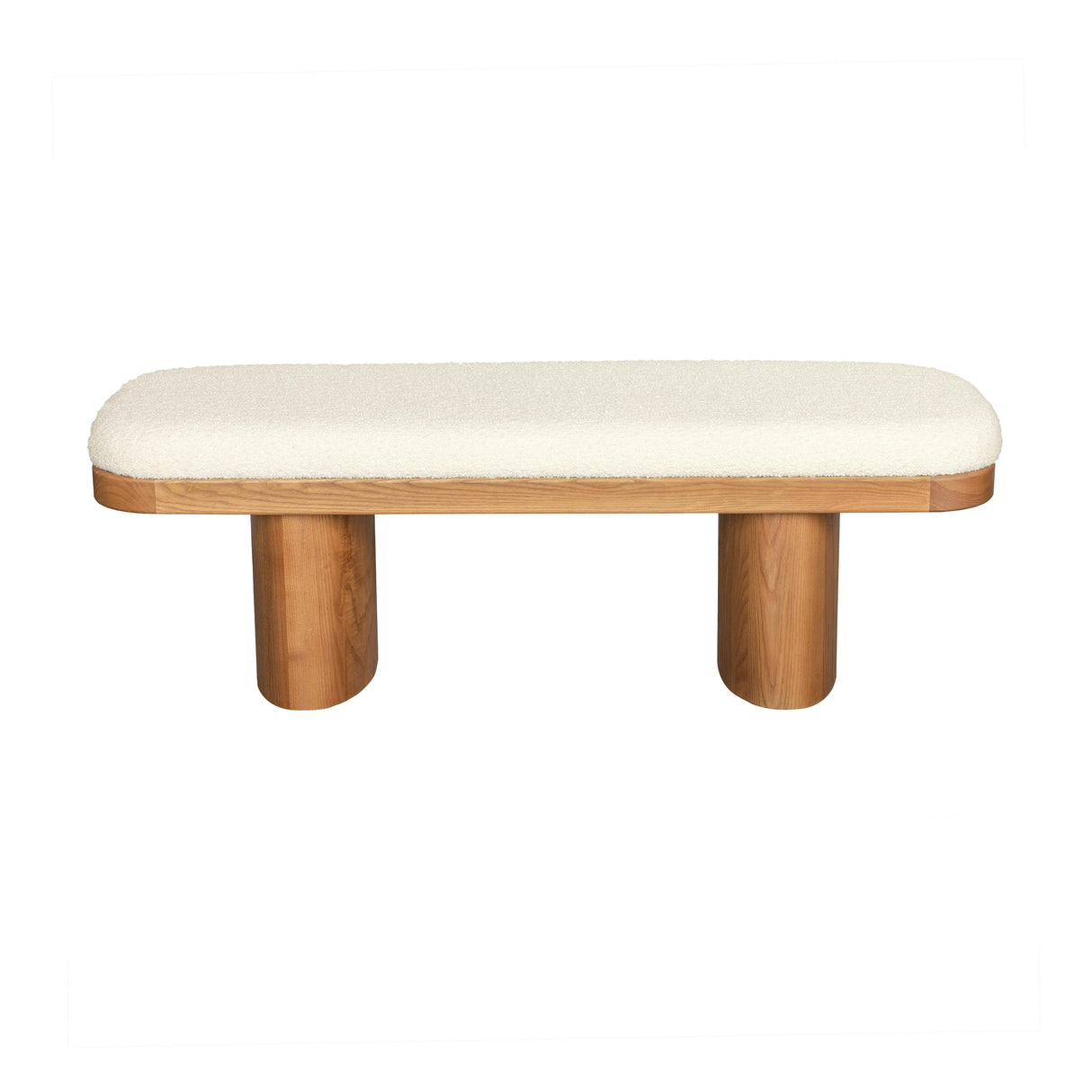 Ollie 48" White Performance Boucle Wooden Bench