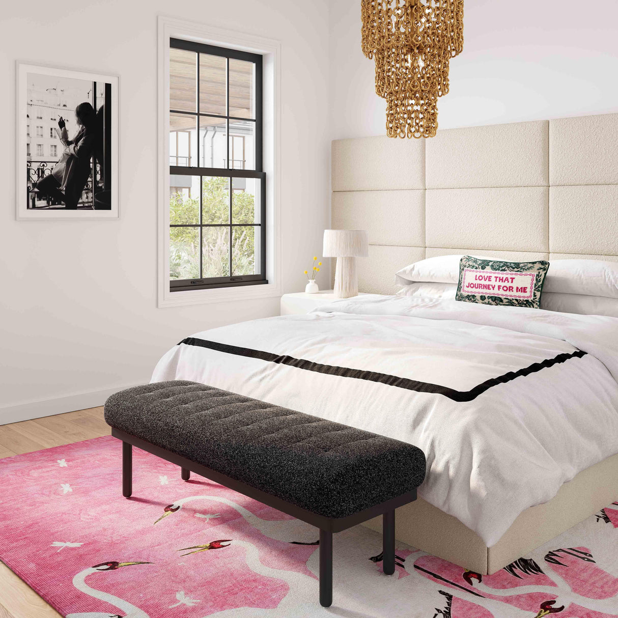 Olivia 53" Boucle Bench