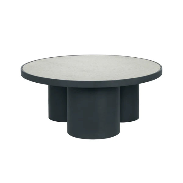 Nautilus 36" Antique Silver Mirrored Round Coffee Table