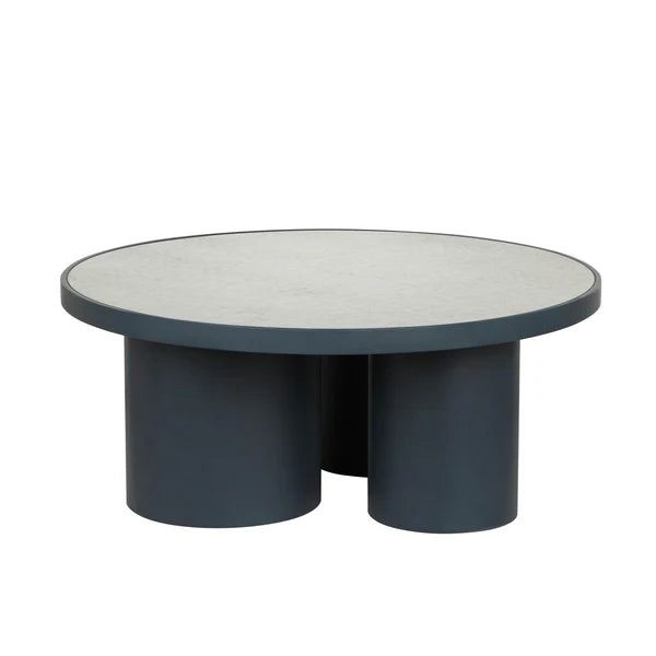 Nautilus 36" Antique Silver Mirrored Round Coffee Table