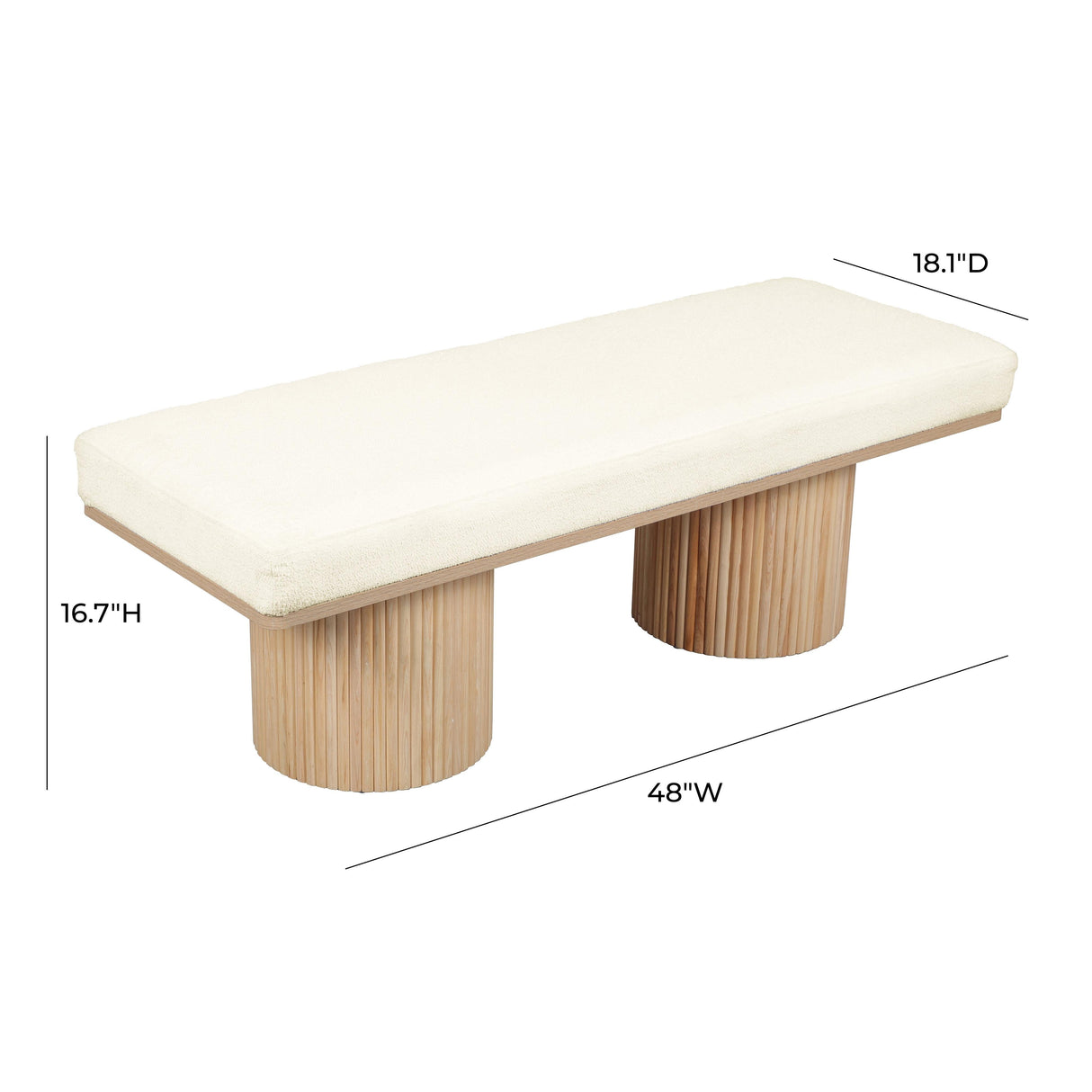 Sagano 48" White Dyed-Yarn Bench