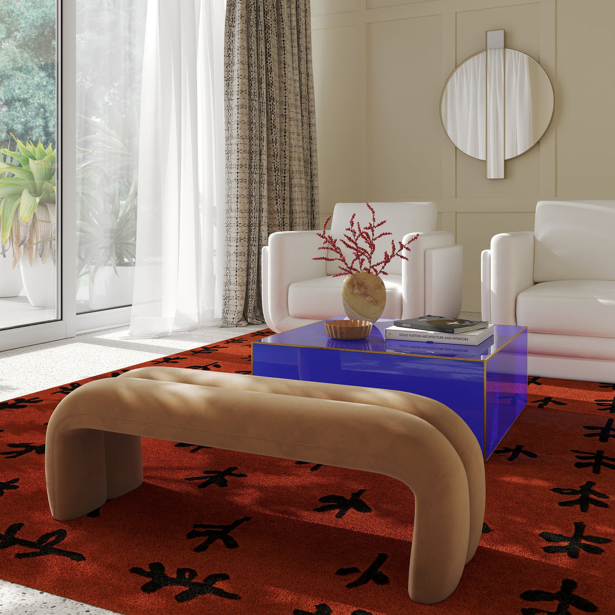 Leigh 56" Velvet Channeled Bench