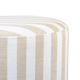 Dex Beige Striped Linen Ottoman