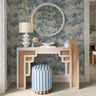 Dex Beige Striped Linen Ottoman