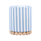 Dex Beige Striped Linen Ottoman
