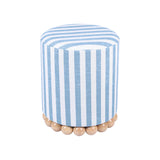 Dex Beige Striped Linen Ottoman
