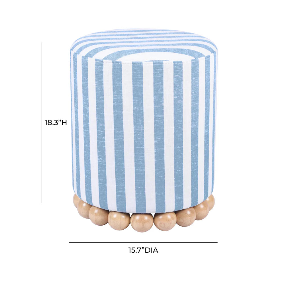 Dex Beige Striped Linen Ottoman