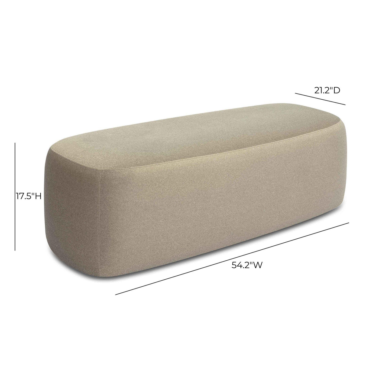 Graceland 54" Faux Mohair Bench