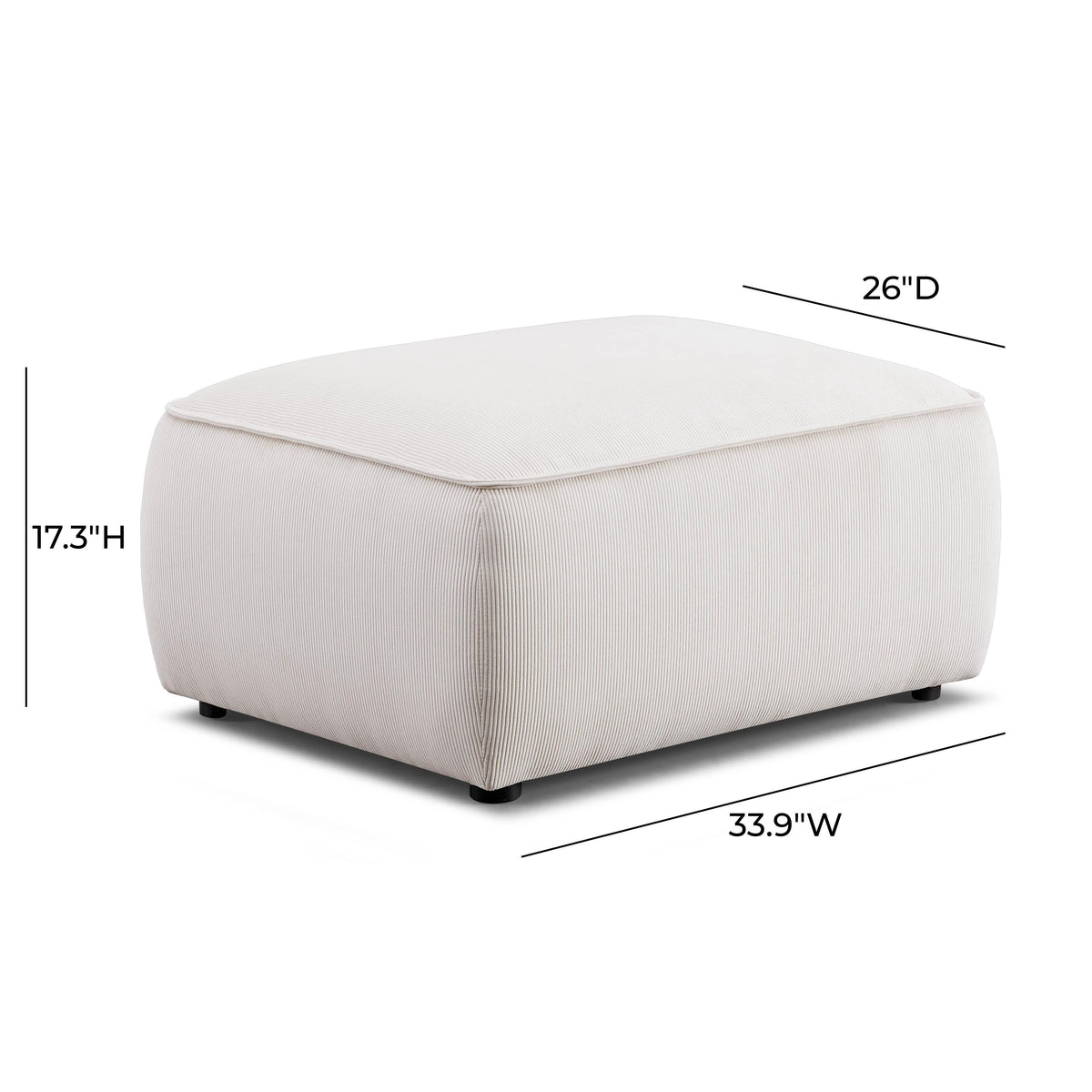 Travie Performance Corduroy Velvet Ottoman - View 4