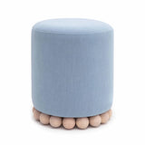 Dex Cream Upcycled Fabric Ottoman