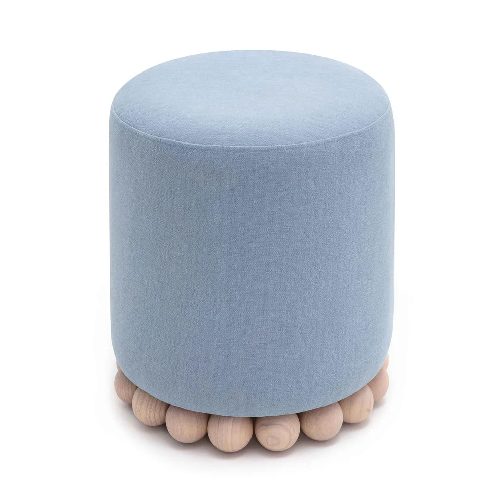 Dex Cream Upcycled Fabric Ottoman