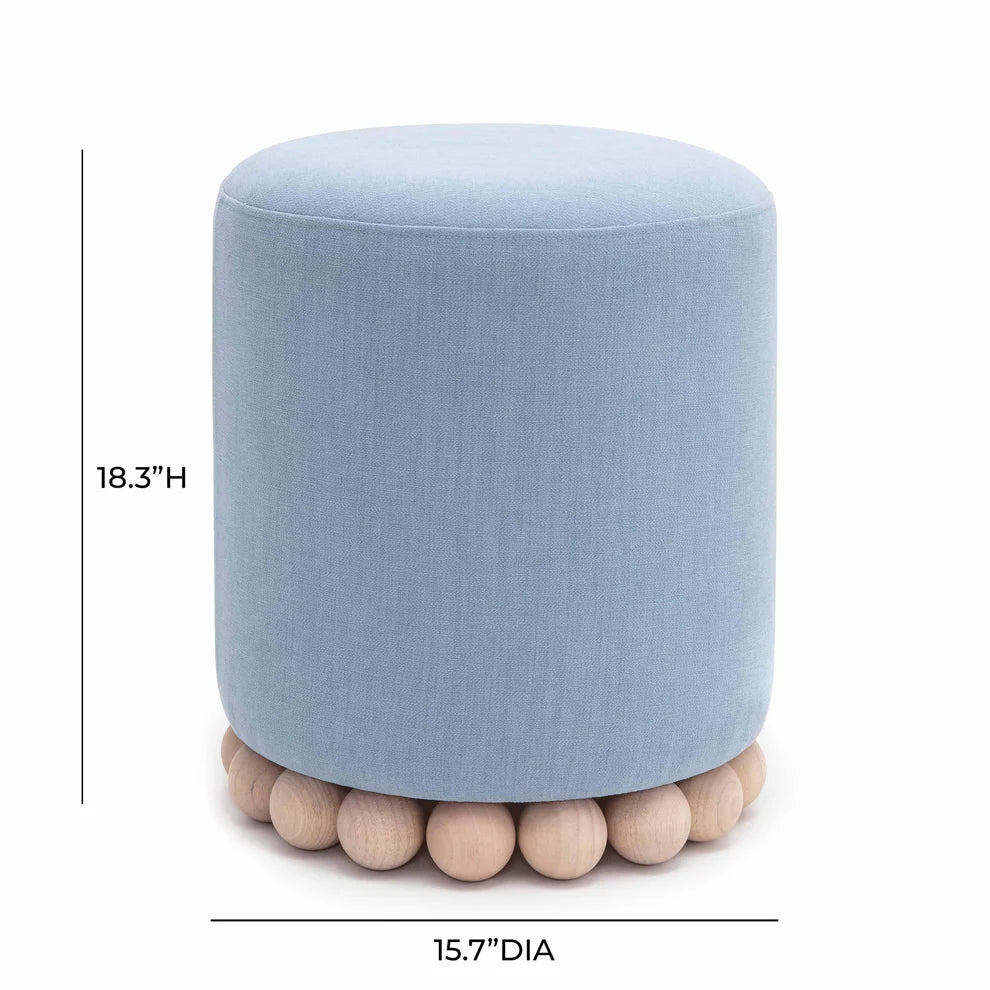 Dex Cream Upcycled Fabric Ottoman