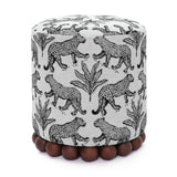Dex circular ottoman cushion edge stitching detail
