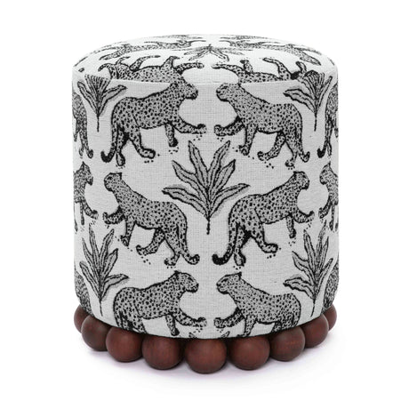 Dex circular ottoman cushion edge stitching detail