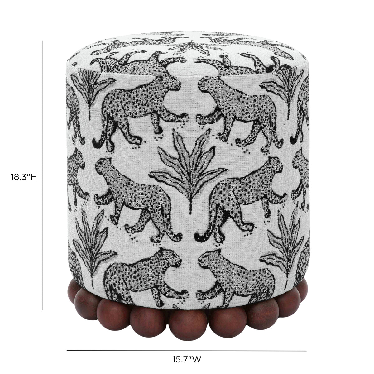 Dex transitional round footstool placed on neutral rug