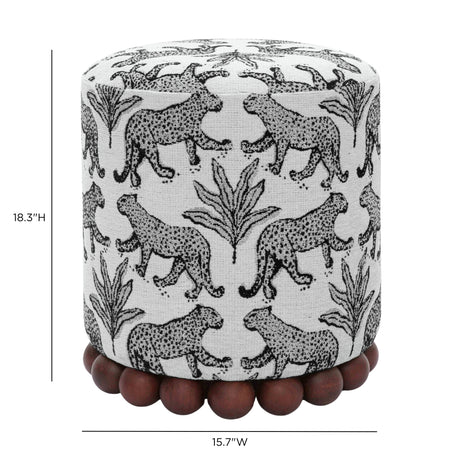 Dex transitional round footstool placed on neutral rug