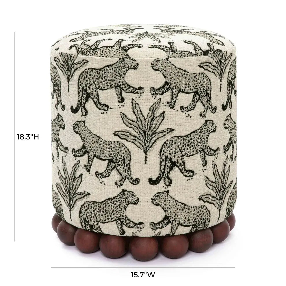 Dex Cream Leopard Jacquard Ottoman dimensions