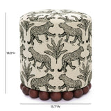 Dex Cream Leopard Jacquard Ottoman
