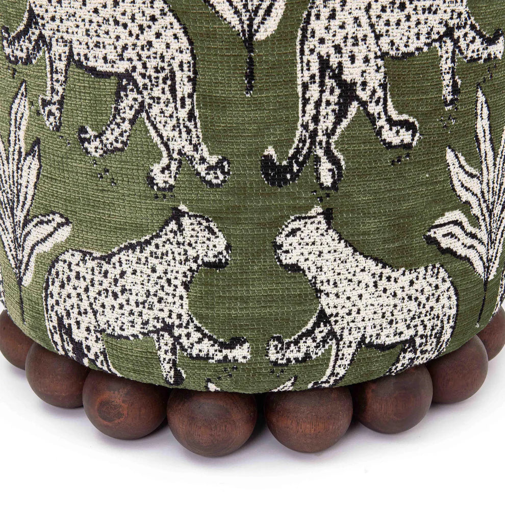 Dex Cream Leopard Jacquard Ottoman