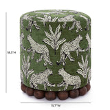 Dex Cream Leopard Jacquard Ottoman