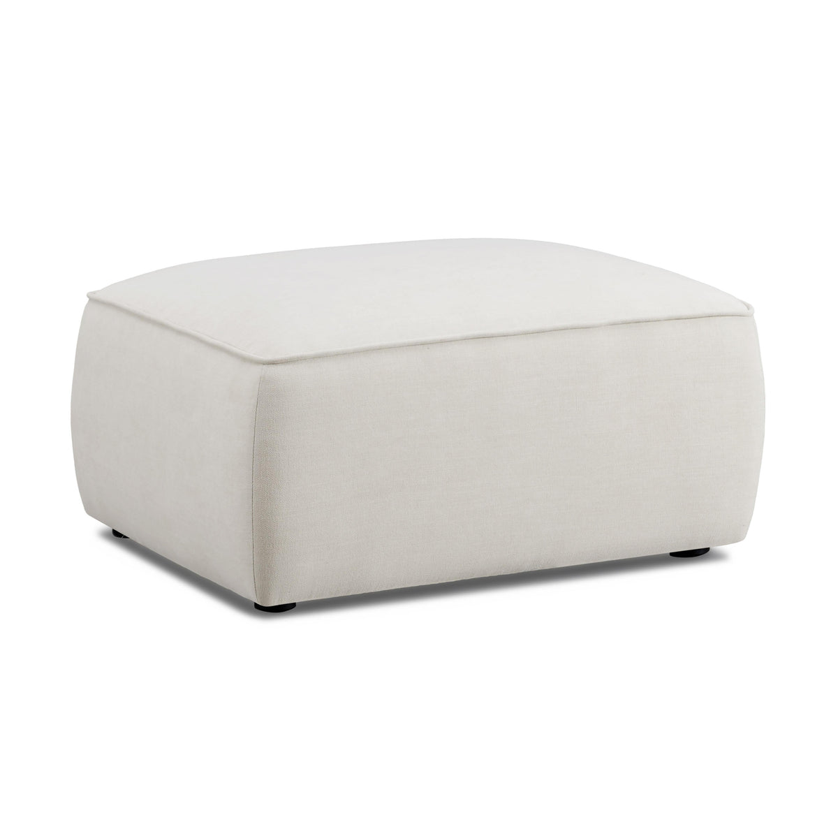 Travie Sand Upcycled Performance Linen Ottoman - View 1