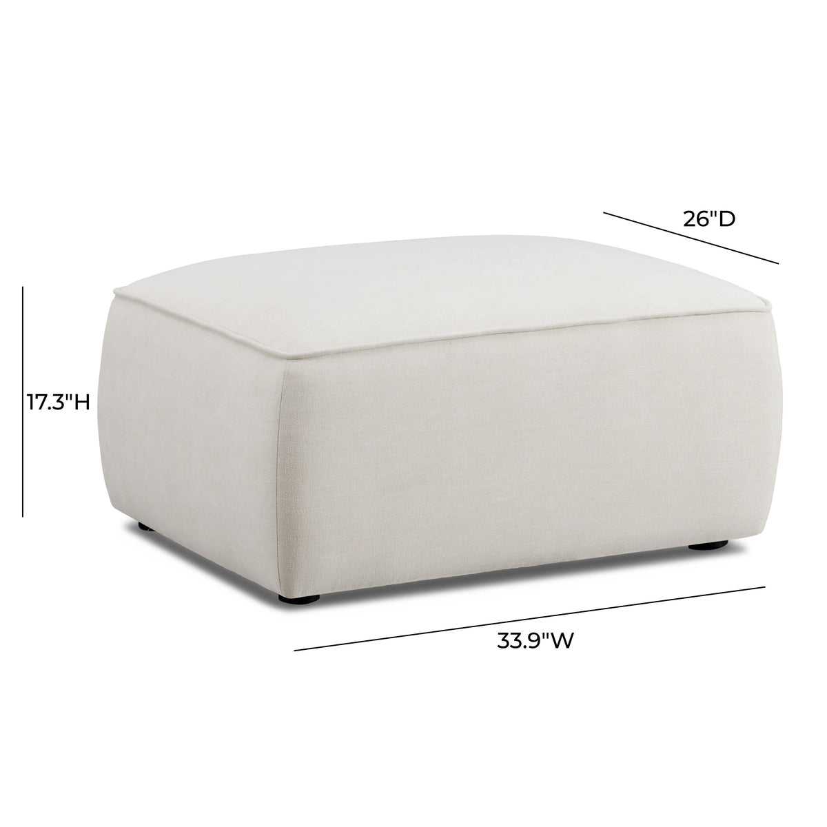 Travie Sand Upcycled Performance Linen Ottoman - View 4