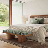 Ollie 48" Olive Green Leopard Jacquard Bench