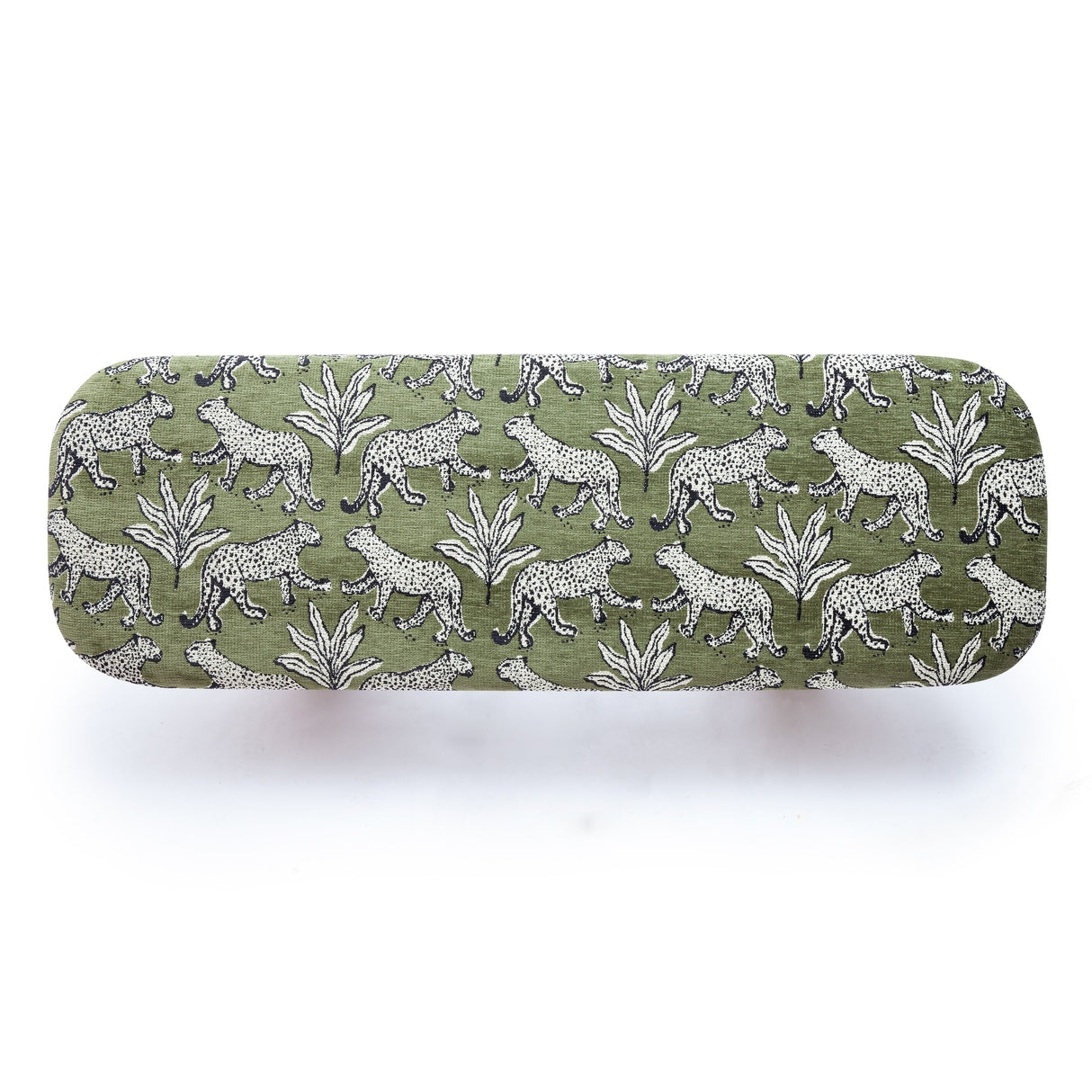 Ollie 48" Olive Green Leopard Jacquard Bench