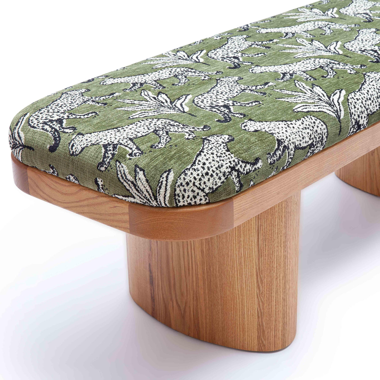 Ollie 48" Olive Green Leopard Jacquard Bench
