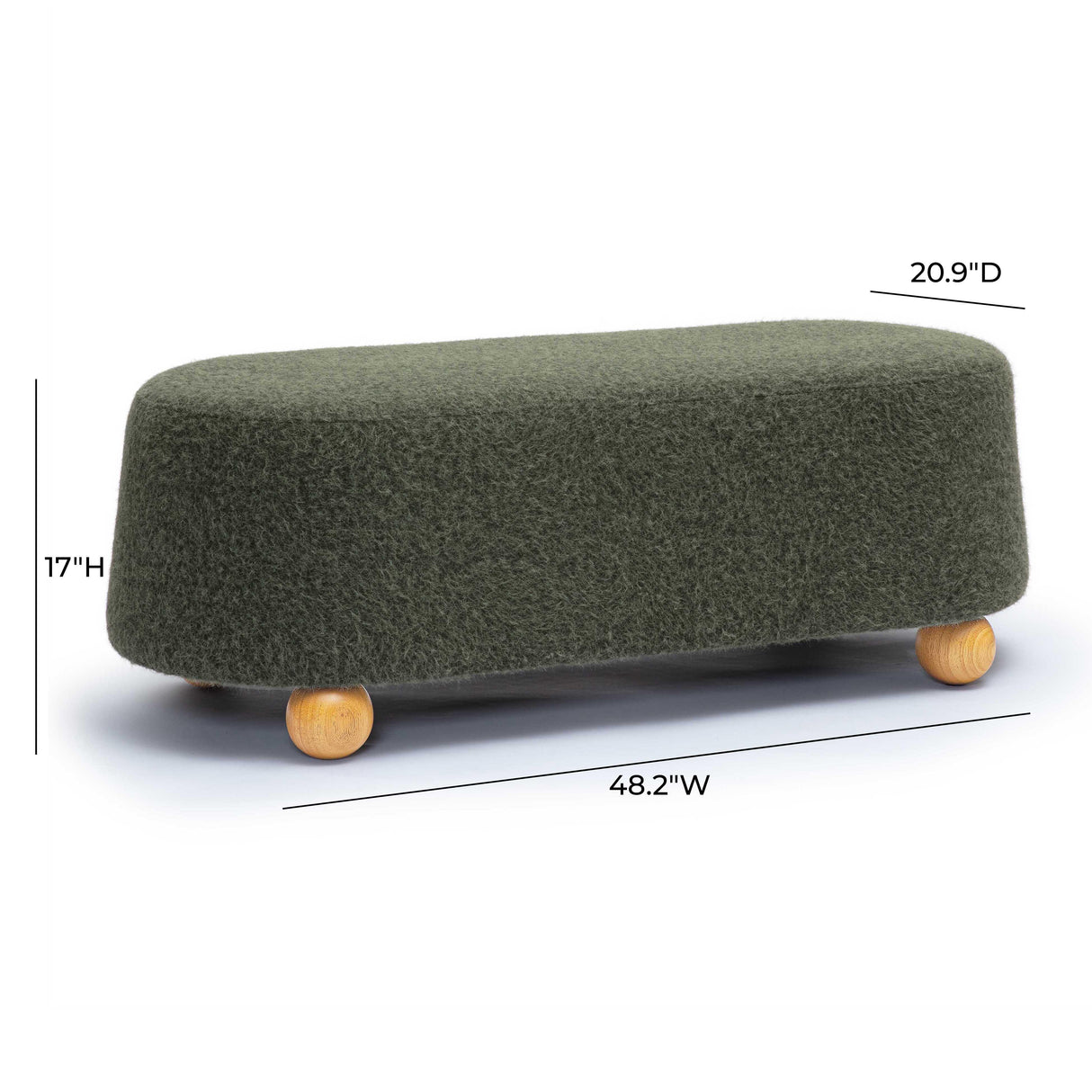 Jaine 48" Loose Mohair Large Ottoman