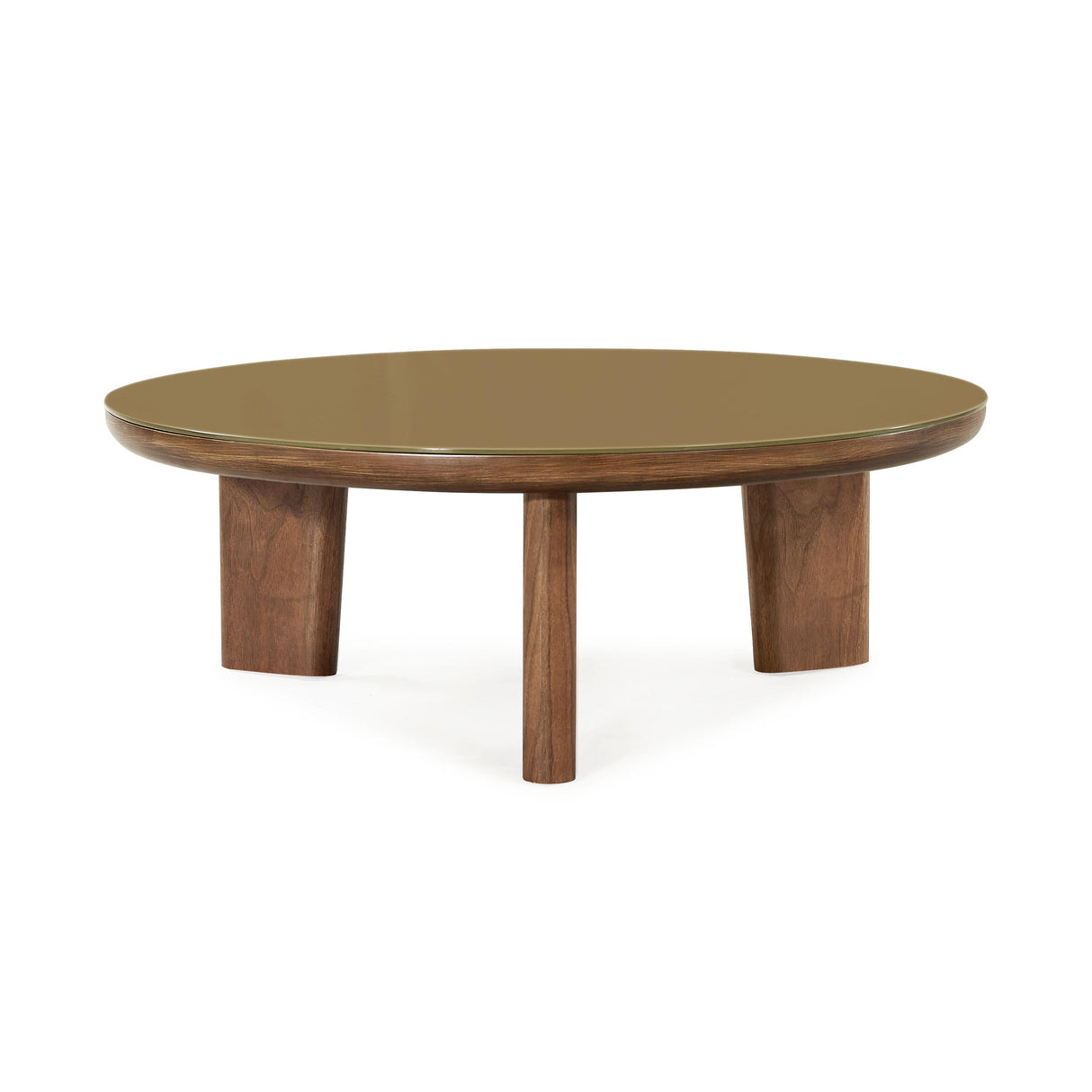 Oani 36" Walnut and Glass Round Coffee Table