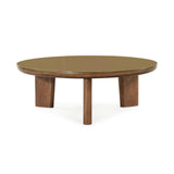 Oani 36" Walnut and Glass Round Coffee Table